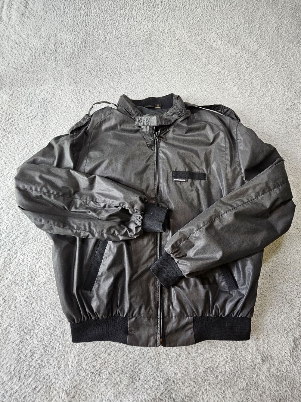 Vintage 80s Members Only Iconic Racer JackeMen's Black Bomber Jacket